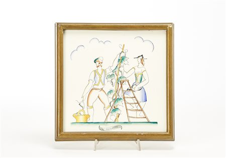 Gio Ponti (Milano 1891 - Milano 1979)Formella in terraglia della serie...