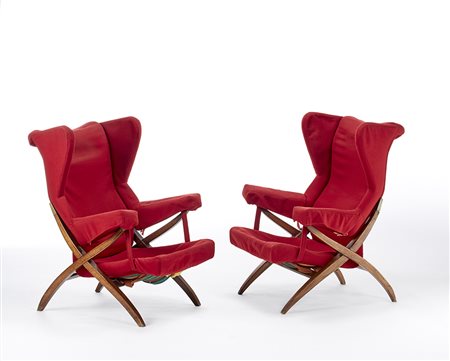 Franco Albini (Robbiate 1905 - Milano 1977)Coppia di poltrone modello...