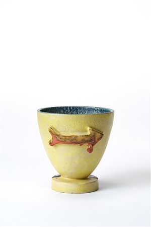 La Casa dell'Arte Coppetta futurista in ceramica smaltata in policromia...