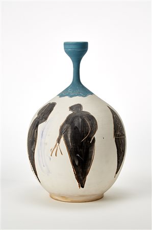 Sandro Cherchi (Genova 1911 - Torino 1998)Vaso panciuto in ceramica dipinta...