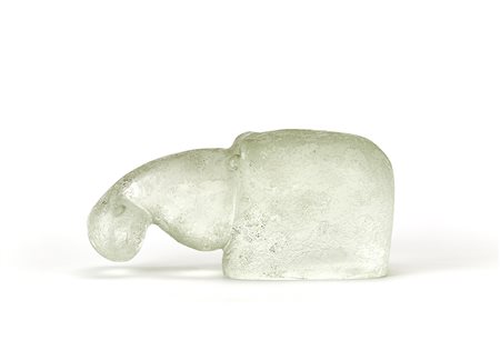 Cenedese "Ippopotamo"Scultura in vetro cristallo corroso sulla superficie...
