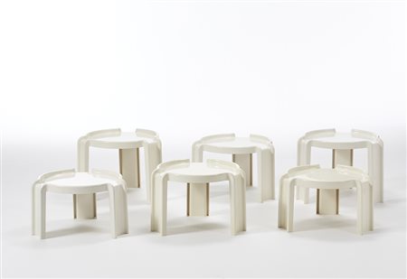 Giotto Stoppino (1926 - 2011)Lotto di due set di tre tavolini impilabili...