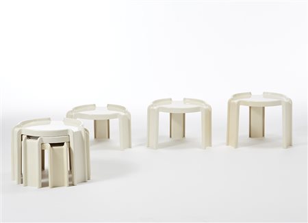 Giotto Stoppino (1926 - 2011)Lotto di due set di tre tavolini impilabili...