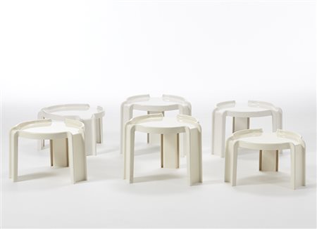 Giotto Stoppino (1926 - 2011)Lotto di due set di tre tavolini impilabili...