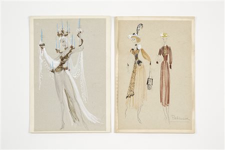 Giulio Coltellacci (Roma 1916 - Roma 1983)Coppia di bozzetti per costumi...