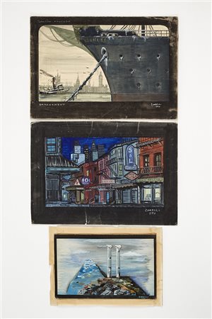 Umberto Zimelli (Forlì 1898 - Milano 1972)Lotto di tre bozzetti per...