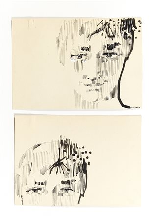 Giancarlo Iliprandi (Milano 1925 - 2016)"Testa"Lotto di due disegni...