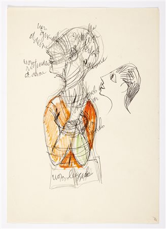 Gio Ponti (Milano 1891 - Milano 1979)Due fogli recanti schizzi di una figura...