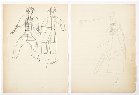 Gio Ponti (Milano 1891 - Milano 1979)Due fogli recanti schizzi a matita per...