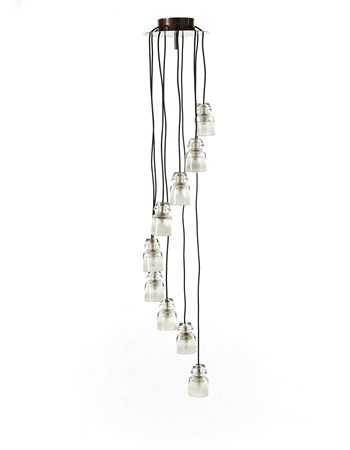 Marco Zanuso (Milano 1916 - Milano 2001)Lampada a sospensione con nove...