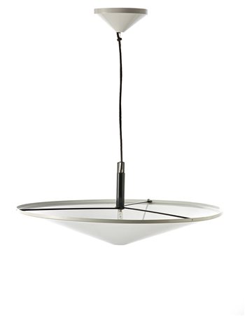 Lampada da soffitto in alluminio verniciato bianco e nero. Italia, anni...