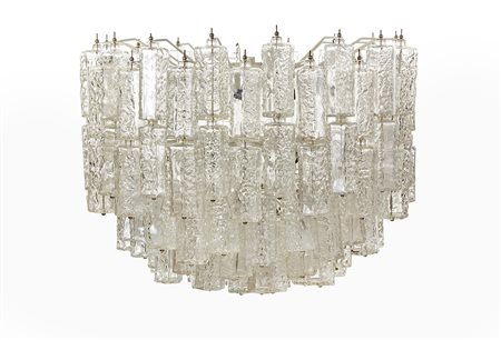 Manifattura di Murano Lampadario con struttura in metallo laccato bianco e...