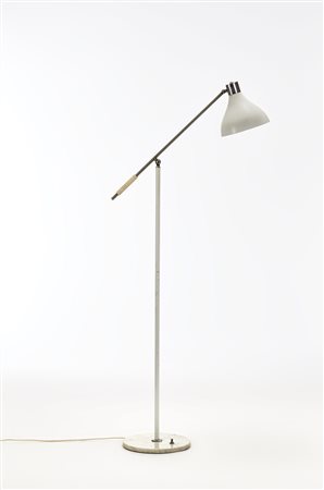 Stilux Lampada da terra con struttura in metallo laccato bianco e cromato,...