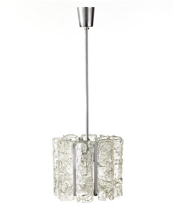 * Lampadario con struttura in metallo cromato e acciaio verniciato grigio a...