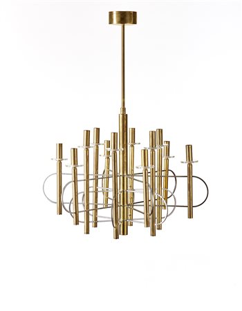 Gaetano Sciolari (1927 - 1994)Lampadario a dodici fiamme. Italia, anni '70....