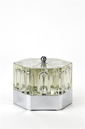 Fidenza Vetraria Lampada da tavolo. Italia, anni '70. Triangoli in cristallo...