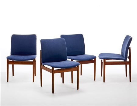 Finn Juhl (1912 - 1989)Lotto di quattro sedie modello "191". Produzione...