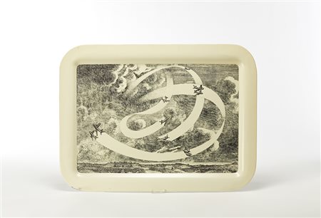 Piero Fornasetti (Milano 1913 - Milano 1988)Vassoio "Alta acrobazia" in...