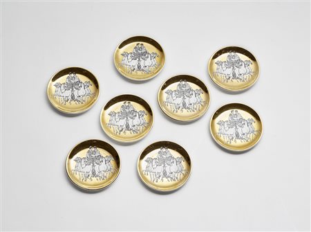 Piero Fornasetti (Milano 1913 - Milano 1988)Otto sottobicchieri della serie...