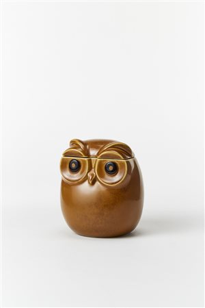 Piero Fornasetti (Milano 1913 - Milano 1988)"Gufo"Scultura-contenitore in...