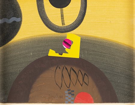 Sergio Dangelo 1932 The long wait - 1961 tecnica Tecnica mista e collage su...