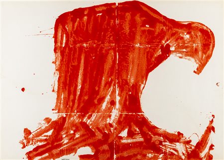 Franco Angeli 1935 - 1988 Testa d’aquila - 1964 tecnica Smalto su carta...