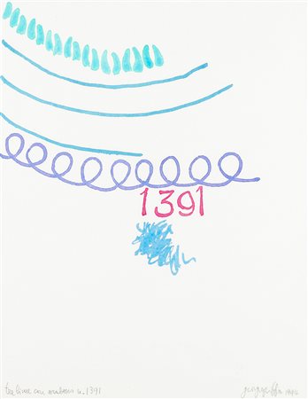 Giorgio Griffa 1936 Tre linee con arabesco n.1391 - 1994 tecnica Acquerello...