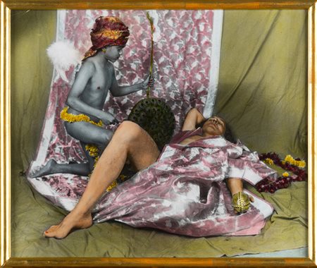 Luigi Ontani 1943 Rajulal Annunciazione tecnica Fotografia acquerellata...