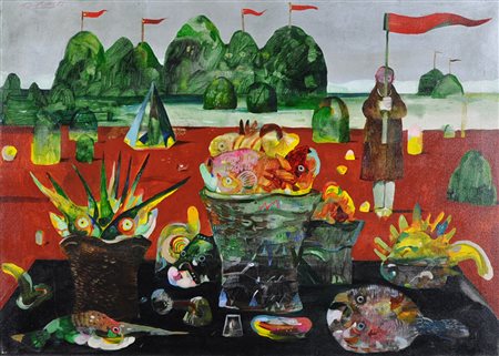 ANTONIO POSSENTI Senza titolo Olio su tela Dim. 50x70 Autentica su foto...