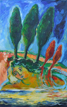 MIMMO GERMANA' Senza titolo Olio su tela Anno 1986 Dim. 80x50 Opera...