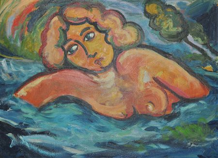 MIMMO GERMANA' Senza titolo Olio su tela Anno 1989 Dim. 50x70 Opera...