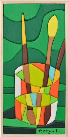 UGO NESPOLO My tools Acrilici su legno Dim.20x10 Opera senza cornice...