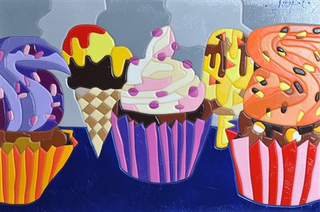 UGO NESPOLO My cake Acrilici su legno Dim. 40x60 Autentica su foto...