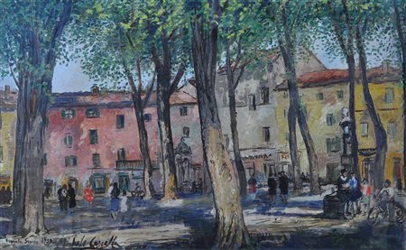 MICHELE CASCELLA Piccola città Olio su tela Anno 1959 Dim. 72x116 Opera...