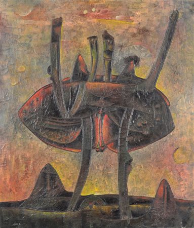 GIANNI DOVA Senza titolo Olio su tela Anno 1958 Dim. 70X60 Al verso etichetta...