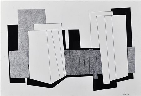 GUALTIERO NATIVI Senza titolo Tempera e china su carta intelata Anno 1977...