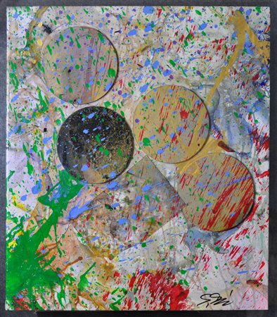SHOZO SHIMAMOTO Senza titolo Opera in teca di plexiglass Tecnica mista su...