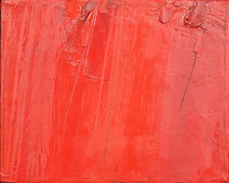 PIERO RUGGERI Rosso vermiglio Olio su tela Anno 1990 Dim. 20x25 Al verso...