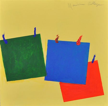 ALDO MONDINO Senza titolo Olio e tempera su tela Anno 1970 Dim. 50x50 Firmato...