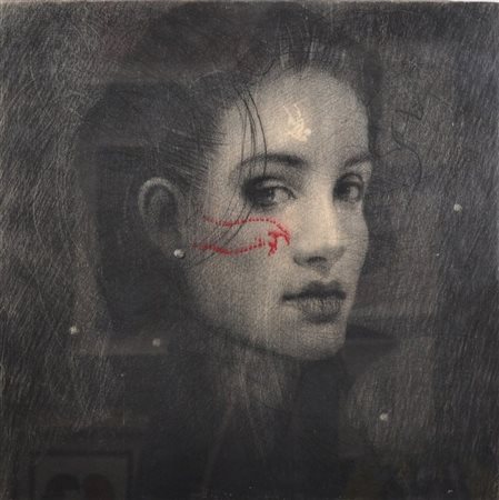 OMAR GALLIANI Soltanto in nero Tecnica mista su tavola Anni 2000 Dim. 50X50...