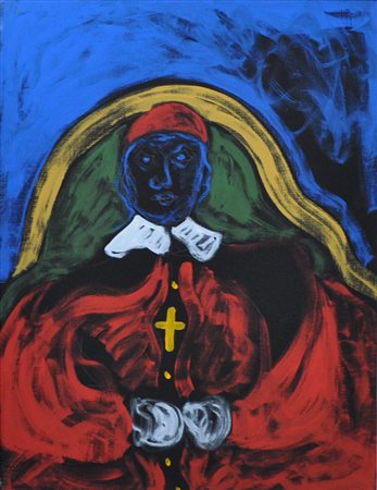 TANO FESTA Cardinale Acrilico su tela Anno 1986 Dim. 80x60 Opera archiviata...