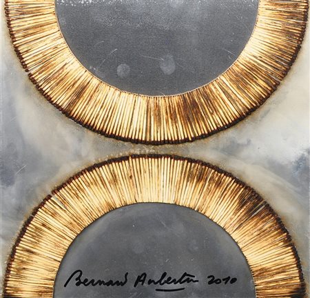 BERNARD AUBERTIN Dessin de Feu sur aluminium Fiammiferi bruciati su lastra di...