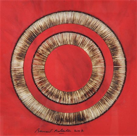 BERNARD AUBERTIN Dessin de Feu Circulaire Fiammiferi bruciati su tavola Anno...