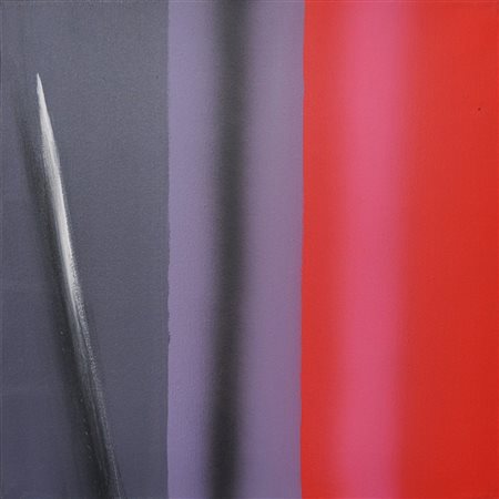 ENNIO FINZI Staccato in rosso Acrilico su tela Anno 2011 Dim. 40x40 Autentica...