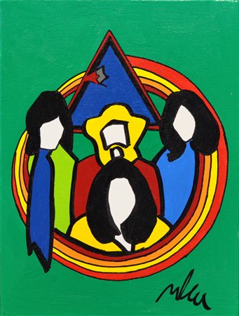 MARCO LODOLA Senza titolo Smalti su tela Anni 2000 Dim. 40x30 Autentica su...