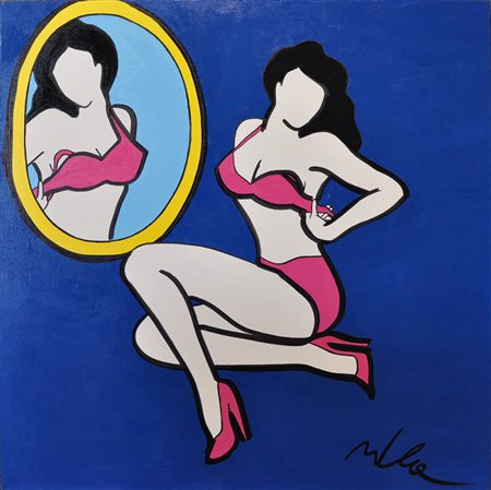 MARCO LODOLA Senza titolo Smalti su tela Anni 2000 Dim. 100x100 Autentica su...