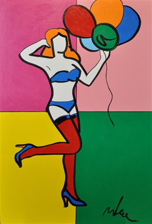 MARCO LODOLA Senza titolo Smalti su tela Anni 2000 Dim. 120x80 Autentica su...