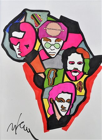 MARCO LODOLA Senza titolo Tecnica mista su cartoncino Anni 2000 Dim. 42x30...