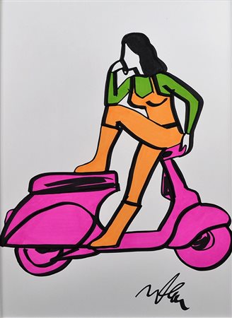 MARCO LODOLA Senza titolo Tecnica mista su cartoncino Anni 2000 Dim. 42x30...