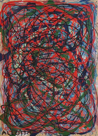 GIUSEPPE ALLOSIA Senza titolo Olio su cartone Dim. 69x48 Opera accompagnata...